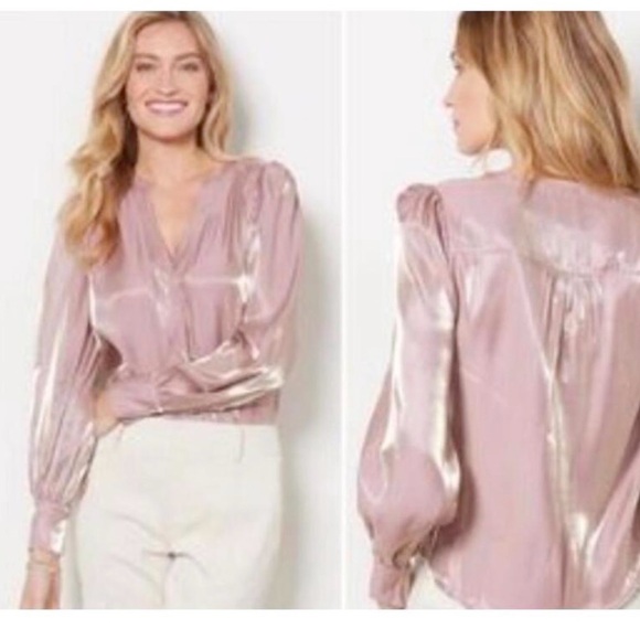 Evereve Tops - Evereve Pink Shimmery shiny Boho Elegant Chic Coquette Girl Top, Size M